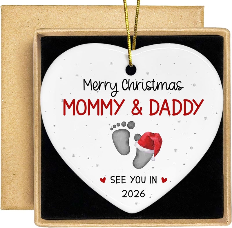 SUCHAGIFT Gifts for Expecting Parents - Expecting Parents to Be Unique Gifts - Baby Pregnancy Announcement Gift Ideas for Husband, Family - Baby Pregnancy Announcement Ornament 2026 - Ceramic Ornament - Image 1